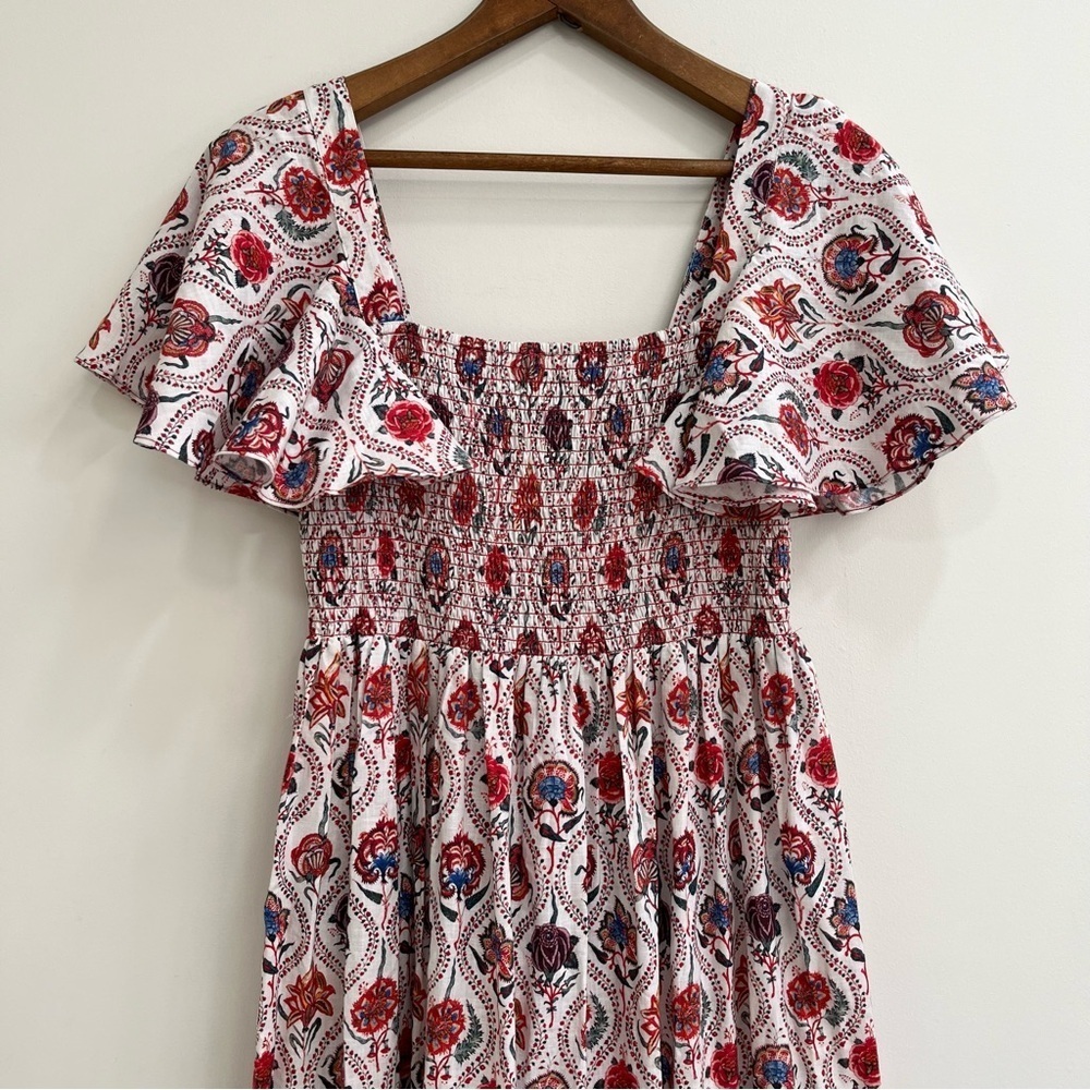 Sachin & Babi Danni Block Print Floral Square Neck Flutter Sleeve Maxi Dress 6 - Picture 2 of 12